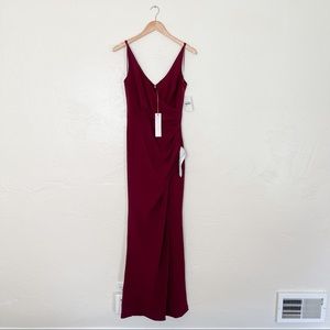 NWT [dress the population] ruched side slit dress
